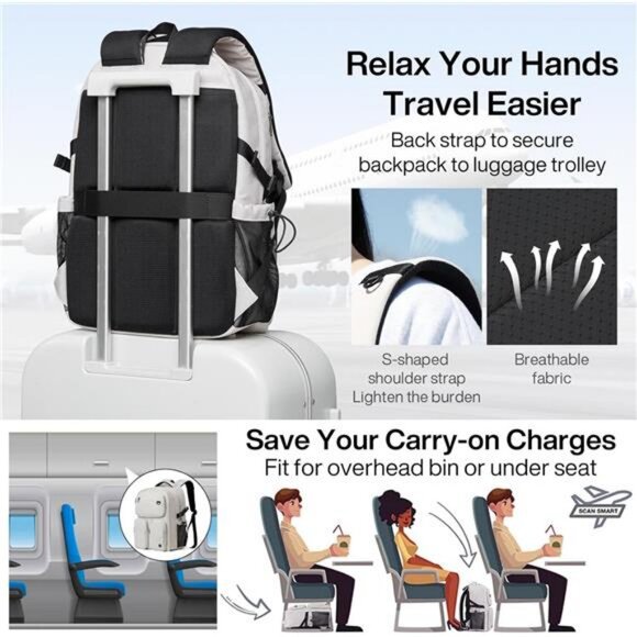 mixi Large Capacity Travel Laptop Backpack, Lightweight Durable College Bookbag main image 6